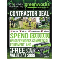 Greenworks Commercial  Equipment Hedge Trimmer, Blower and  Lawn Mower