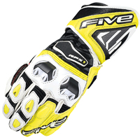 Five RFX-1 Motorcycle Leather Gloves Small/8 - Black/Fluro