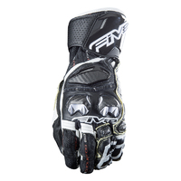 Five RFX Race Motorcycle Leather Gloves - Black/White