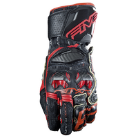 Five RFX Race Motorcycle Leather Gloves - Black/Red