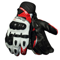 Rjays Long Cobra 2 Carbon Mens Leather Gloves - Red/White/Black Medium