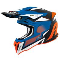 Airoh Strycker Axe Motorcycle Helmet - Matte Orange/Blue Matte