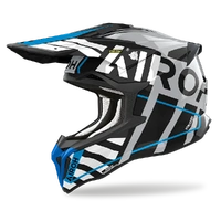 Airoh Strycker Brave Motorcycle Helmet - Blue/Grey Gloss