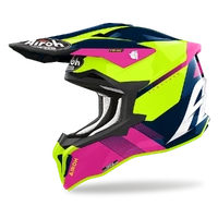 Airoh Strycker Blazer Motorcycle Helmet - Blue/Pink Gloss