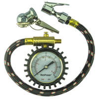 Motopressor Inline Tyre Gauge, With 2 Chucks. Straight & 45Deg