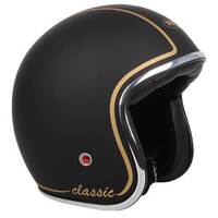 Rxt Classic Open Face Motorcycle Helmet - Matte Black/Gold (No Studs)