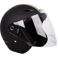 Rxt A218 Metro Retro Open Face Motorcycle Helmet - Matte Black/Cream
