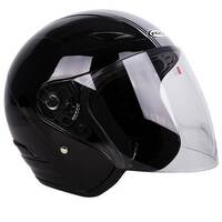 Rxt A218 Metro Retro Open Face Motorcycle Helmet - Black/Light Silver