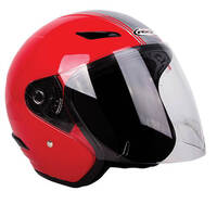 Rxt A218 Metro Retro Open Face Motorcycle Helmet - Red/Light Silver