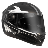 RXT 909 Flip-Up Motorcycle Helmet Matt Black/White Small