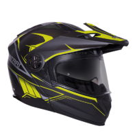 Rxt 909P Safari Motorcycle Helmet - Matte Black/Fluro Yellow