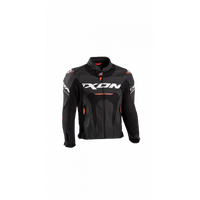 Ixon Jackal Motorcycle Leather Jacket - Black/White/Red