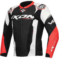 Ixon Vortex 3 Leather Motorcycle Jacket Black /White /Red 