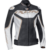 Ixon Lady Trinity Leather Motorcycle Jacket - White/Black/Gold