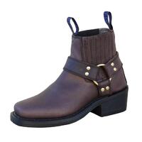 Johnny Reb Man's Short  Motorcycle Leather Boots  - Chocolate
