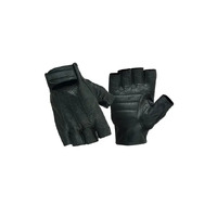Johnny Reb Man's Sandover Perf Fingerless Motorcycle Leather Gloves  - Black Medium