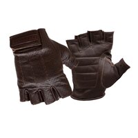Johnny Reb Man's Sandover Perf Fingerless Motorcycle Leather Gloves  - Brown