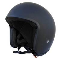 Johnny Reb Burke Open Face Motorcycle Helmet - Matt Black/Black Lining (No Studs)