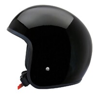 Johnny Reb Burke Open Face Motorcycle Helmet - Black Gloss/Vintage Brown Lining (No Studs) 2XL