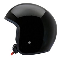 Johnny Reb Burke Open Face Motorcycle Helmet - Black Gloss/Vintage Brown Lining 