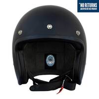 Johnny Reb Olga Open Face Motorcycle Helmet -Matt Black /Black Lining (No Studs)