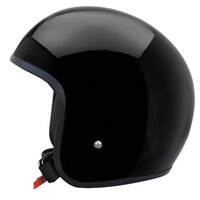 Johnny Reb Burke Open Face Motorcycle Helmet -Gloss Black/Black Lining (NoStuds)