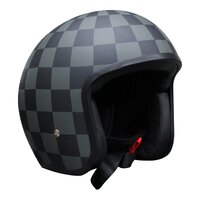 Johnny Reb Burke Open Face Motorcycle Helmet - Black Check (No Studs)