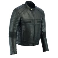 Johnny Reb Man's Botany Vintage Motorcycle Leather Jacket - Black