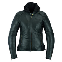 Johnny Reb Women's Hawkebury Removable Hood Motorcycle Leather Jacket - Black