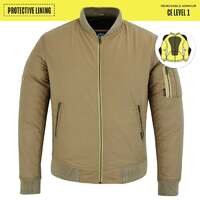 Johnny Reb Men's Twill Bomber Protective Motorcycle Jacket - Sand