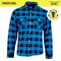 Johnny Reb Man's Waratah  Lining Motorcycle Shirts -Blue Plaid 3XL