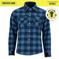 Johnny Reb Man's Waratah Lining Motorcycle Shirts - Navy Blue/Blue Check