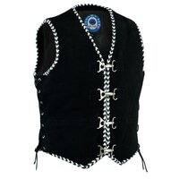 Johnny Reb Man's Springbrook Vest Leather - Black Suede/white