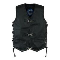 Johnny Reb Kid's Capricorn Motorcycle Leather Vest - Black