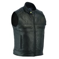 Johnny Reb Man's Botany  Vintage Vest Leather - Black