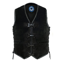 Johnny Reb Man's  Bullar Vest Leather - Black Suede
