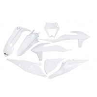 UFO Plastics Kit White w/Headlight Shroud KTM EXC/EXC-F 2020-21