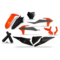 UFO Plastics Kit Orange/Grey/Black (Includes Fork Sliders/Frame Guards) KTM SX/SX-F 19-21