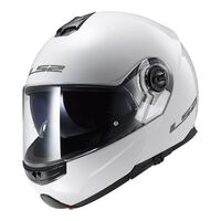LS2 Ff325 Strobe Motorcycle Helmet Gloss White Large Flip Front