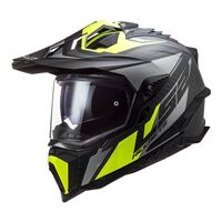 LS2 Mx701 Explorer Motorcycle Helmet Carbon Focus Matt Tit Hv Yellow Xl