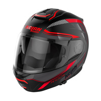 Nolan N-1006 Flip Up Motorcycle Helmet Surveyor Flat Black-Red-Grey