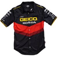 100% Geico Honda Pilot Pit Team Motorcycle Shirt Medium - Black