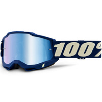 100% Accuri2 Off Road Motorcycle  Goggle Deepmarine Mirror Blue Lens