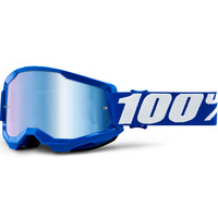 100% Strata2 Off Road Motorcycle Goggle Blue Mirror Blue Lens
