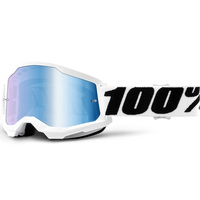 100% Strata2 Off Road Motorcycle Goggle Everest Mirror Blue Lens
