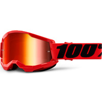 100% Strata2 Off Road Motorcycle Goggle Red Mirror Red Lens