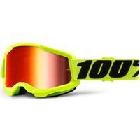 100% Strata2 Off Road Motorcycle Goggle Yellow Mirror Red Lens