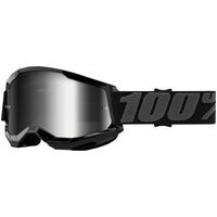 100% Strata2 Off Road Motorcycle Goggle Black Mirror Silver Lens