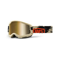 100% Strata2 Off Road Motorcycle Goggle Kombat True Gold Lens