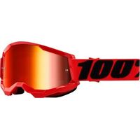 100% Strata2 Off Road Motorcycle Youth Goggle Red Mirror Red Lens